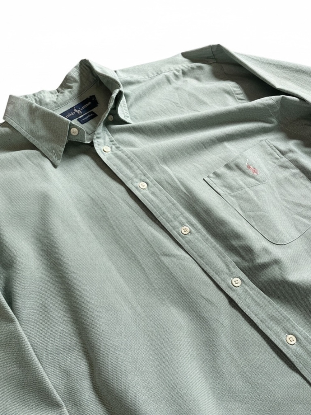 Ralph Lauren Men’s Button Down Shirt Long Sleeve XLT Pony Logo Green Micro Check